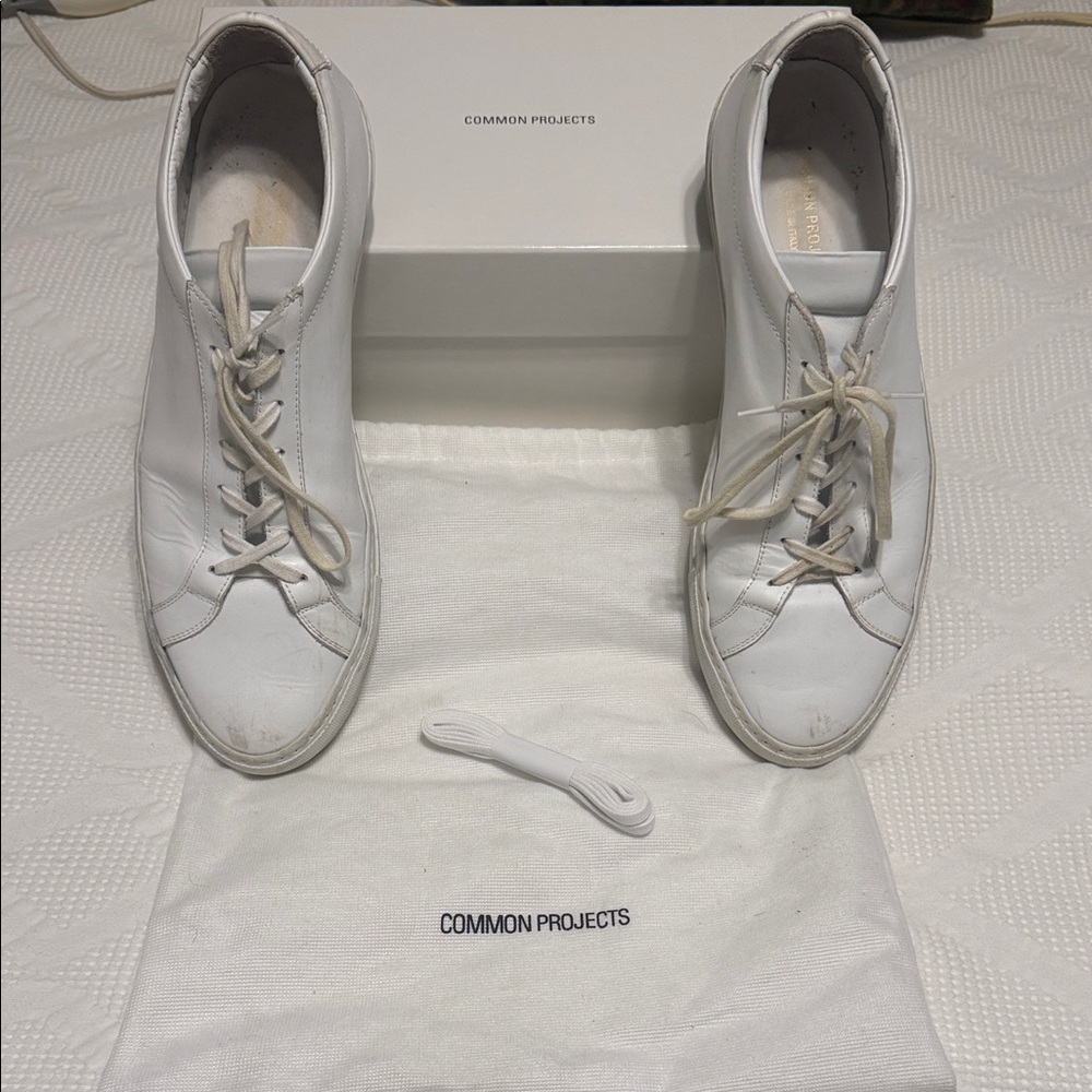 Common Projects Classic Achilles White Leather Sneakers | Size 12